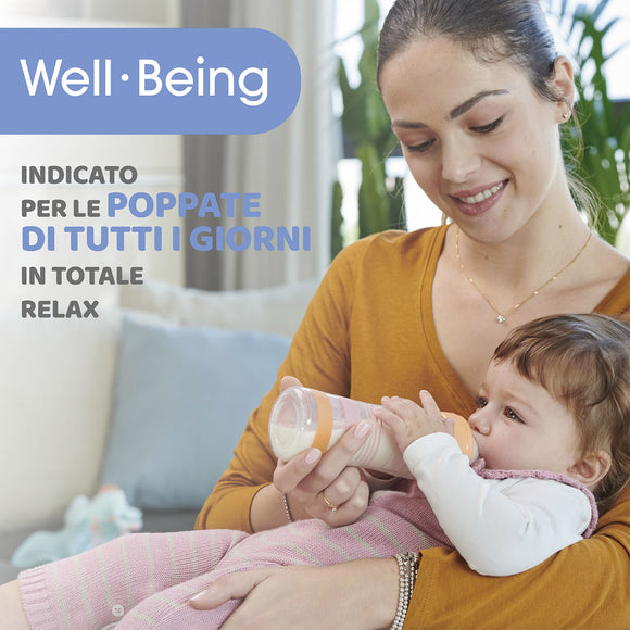 Chicco Well-Being Medium Flow Plastic Baby Bottle 2M+ - 250 ml