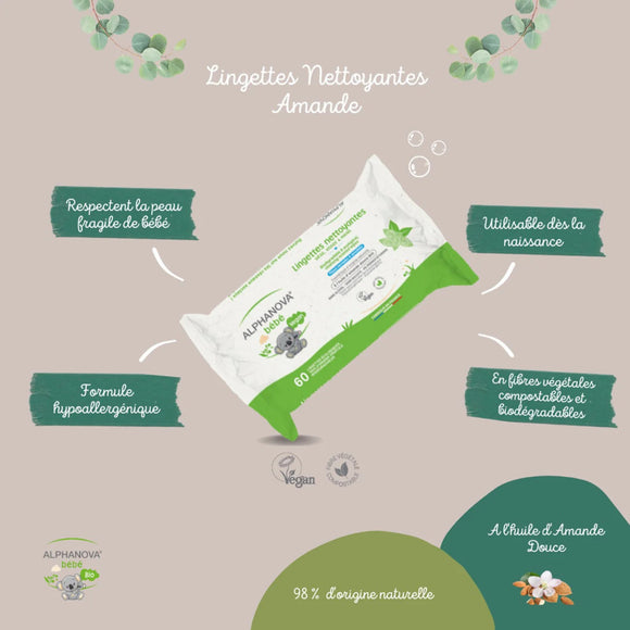 Alphanova Bébé Cleansing Wipes - 60 Pcs