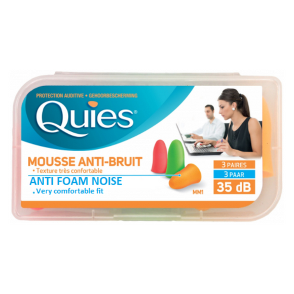 Quies Anti-Noise Foam - 3 Pairs