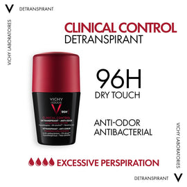Vichy 96 Hour Clinical Control Deodorant For Men - 50 ml