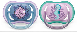 Avent 2 Ultra Air Soothers Fish 6-18 M Girl