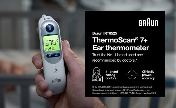 Braun IRT6525 ThermoScan 7+ Ear Thermometer with Night mode