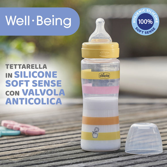 Chicco Well-Being Rapid Flow Plastic Baby Bottle 4M+ - 330 ml
