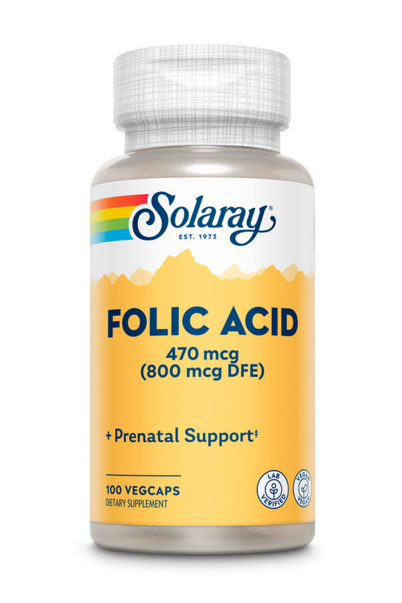 Solaray Folic Acid - 100 Capsules