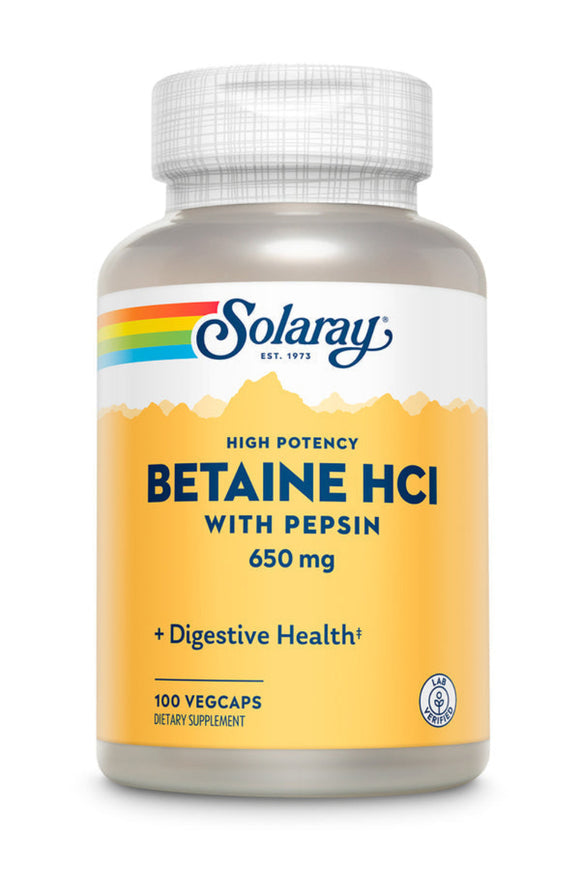 Solaray Betaine HCl With Pespsin - 100 Capsules