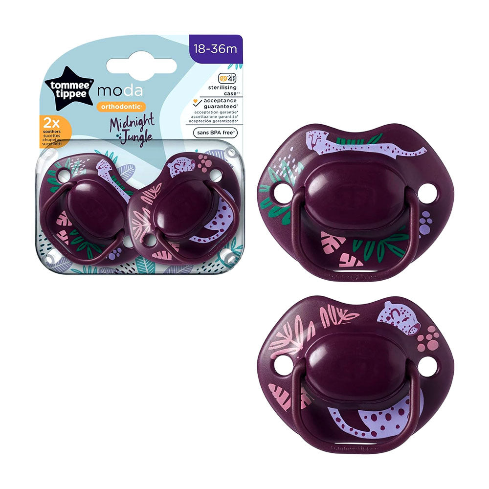 Tommee Tippee Moda Midnight Jungle Orthodontic Soother x 2pcs (18-36 Months) - 0