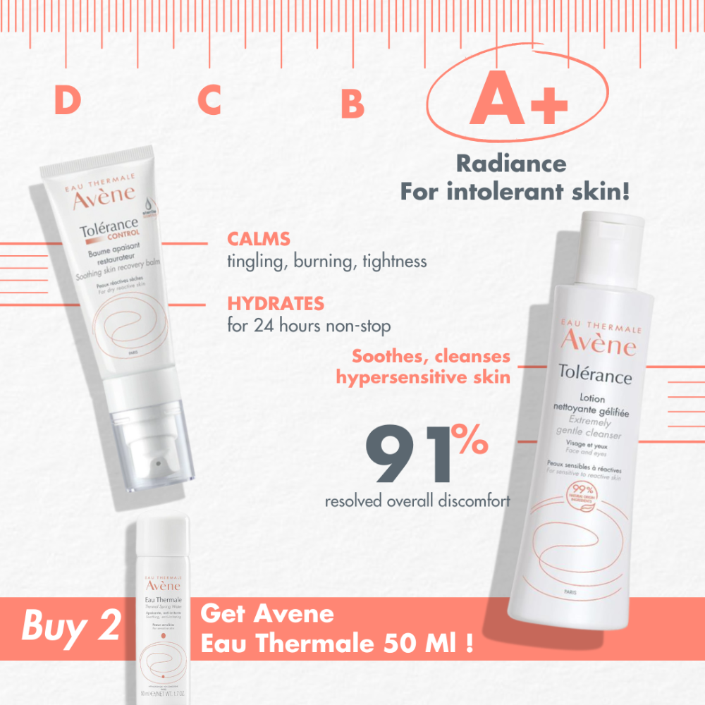 Avene Tolerance Control Soothing Balm 40 ml + Tolerance Extremely Gentle Cleanser 200 ml + Spring Water 75 ml