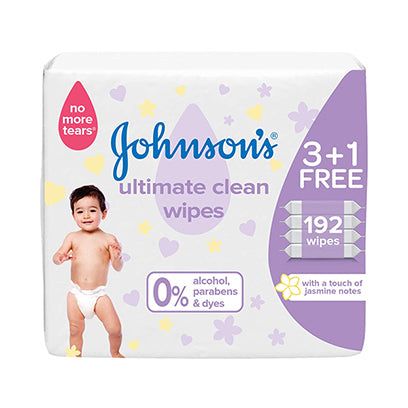 Johnson's Baby Ultimate Clean Wipes Jumbo Bundle - 192 Wipes