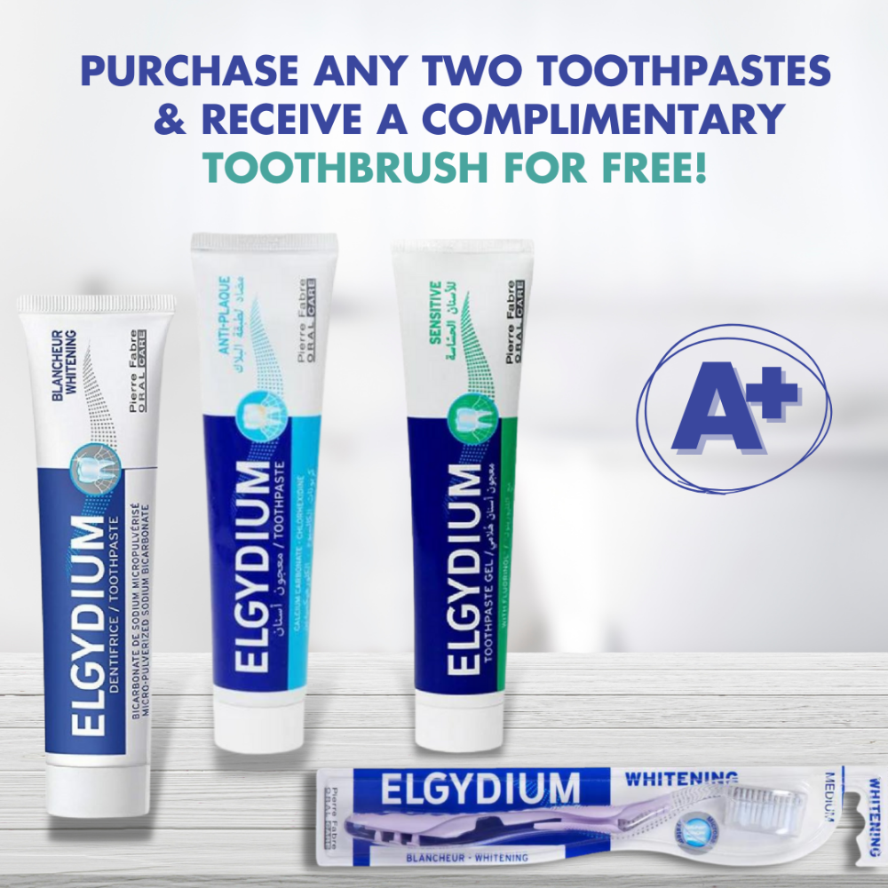 Elgydium Whitening Toothpaste 75 ML (x2) + Gift: Toothbrush Sensitive