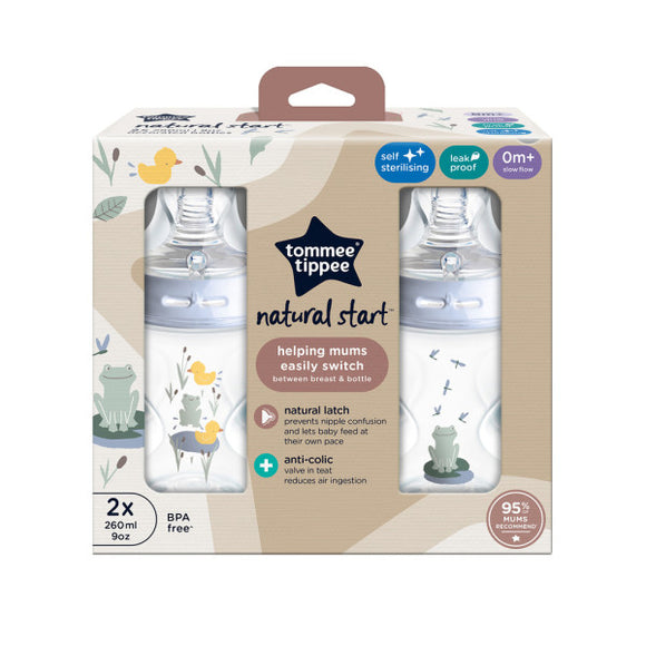 Tommee Tippee Natural Start Slow Flow Bottles  X2 - 260 ml