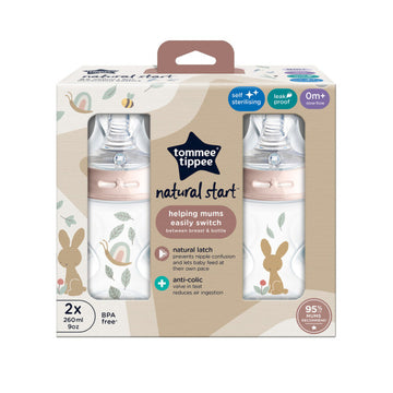 Tommee Tippee Natural Start Slow Flow Bottles  X2 - 260 ml