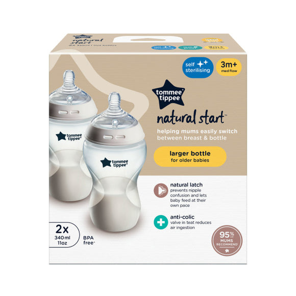 Tommee Tippee Natural Start Slow Flow Bottles  X2 - 260 ml