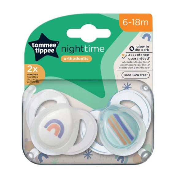 Tommee Tippee Orthodontic Night Time Soothers x 2pcs (6-18 Months)
