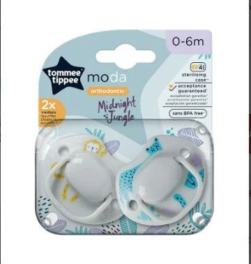 Tommee Tippee Moda Midnight Jungle Orthodontic Soother x 2pcs (0-6 Months) - 0