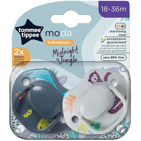 Tommee Tippee Moda Midnight Jungle Orthodontic Soother x 2pcs (18-36 Months)