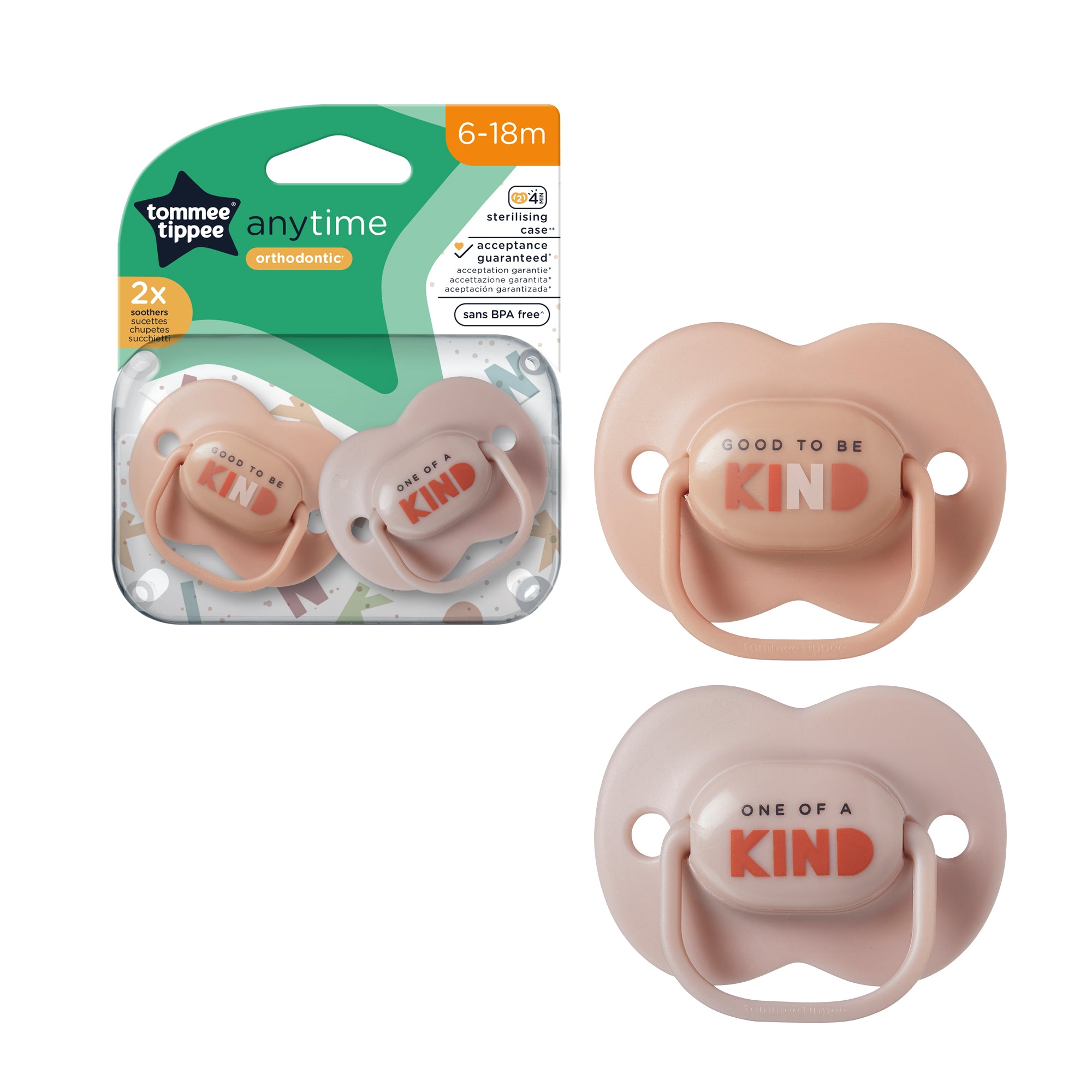 Tommee Tippee Anytime Soothers x 2pcs (6-18 Months) - 0