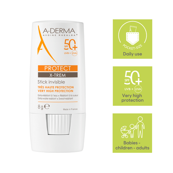 A-derma Protect Invisible Sunscreen Stick SPF50+ I Body - face - lips