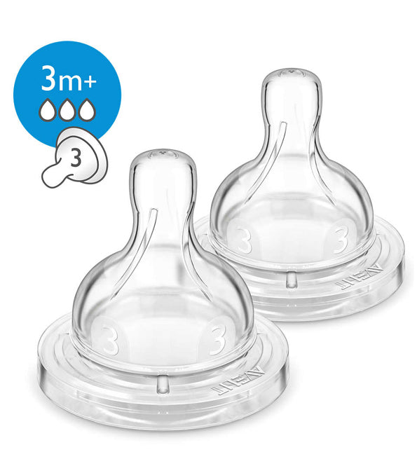 Avent  2 Classic+ Teats Medium Flow 3 Holes - 3M+ - 0