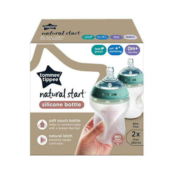 Tommee Tippee X2 Natural Start Silicone Bottles 0M+  - 260 ml