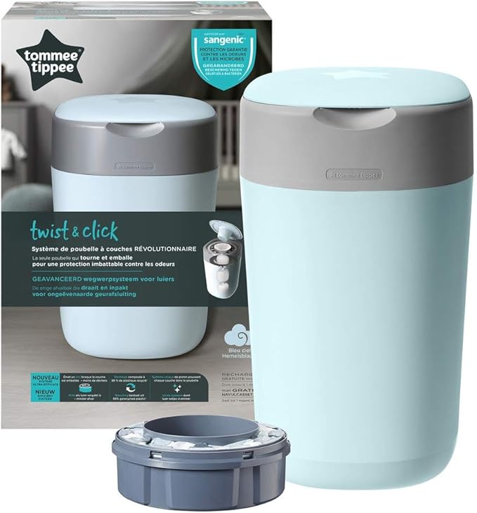 Tommee Tippee Twist & Click Advanced Nappy Disposal System With 1x Refill Cassette - Blue