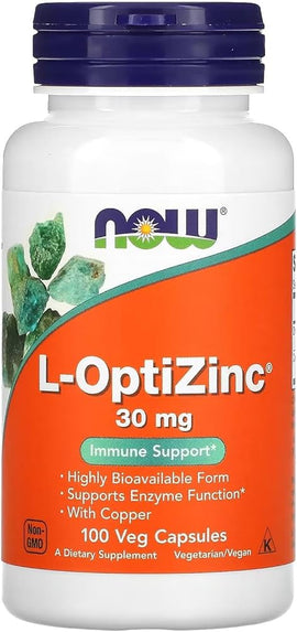 NOW L-OptiZinc 30 mg - 100 Vegan Capsules