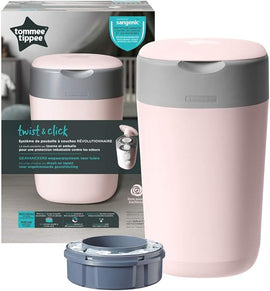 Tommee Tippee Twist & Click Advanced Nappy Disposal System With 1x Refill Cassette - Pink