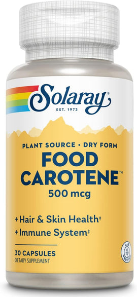 Solaray Food Carotene, Vitamin A 500 mcg - 30 Capsules