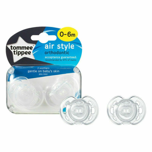 Tommee Tippee Air Style Orthodontic Soother x 2pcs (0-6 Months) - Yellow