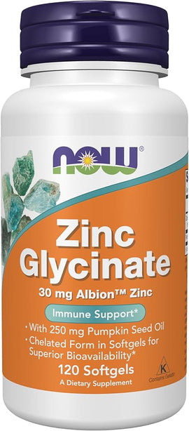 NOW Zinc Glycinate - 120 Softgels