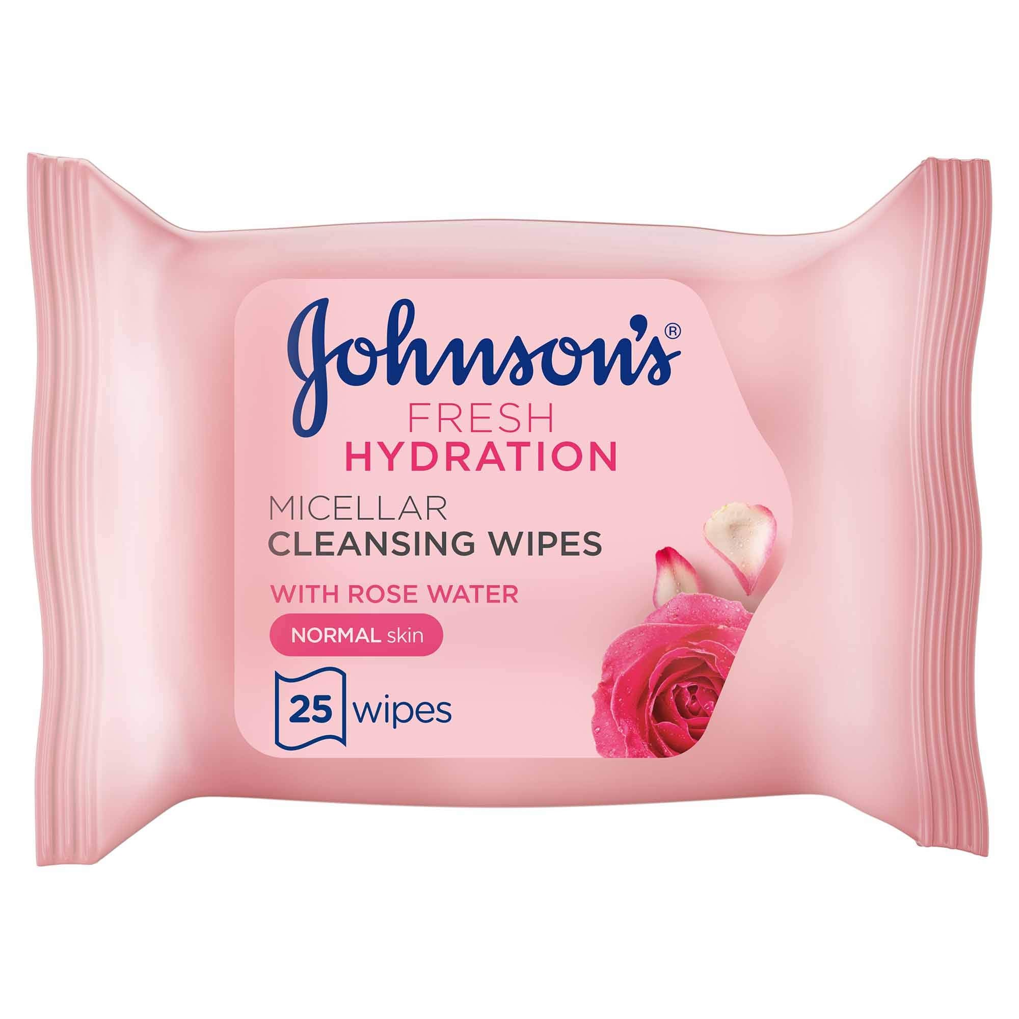 Johnson's Facial Wipes Micellar Cleansing Rose Water - 25 Wipes