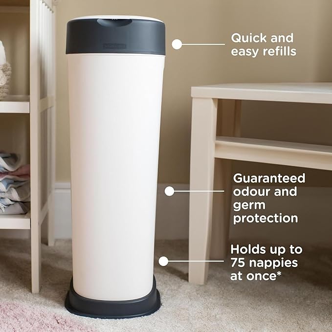 Tommee Tippee Twist & Click XL Nappy Bin With 1*  Refill Cassette - White