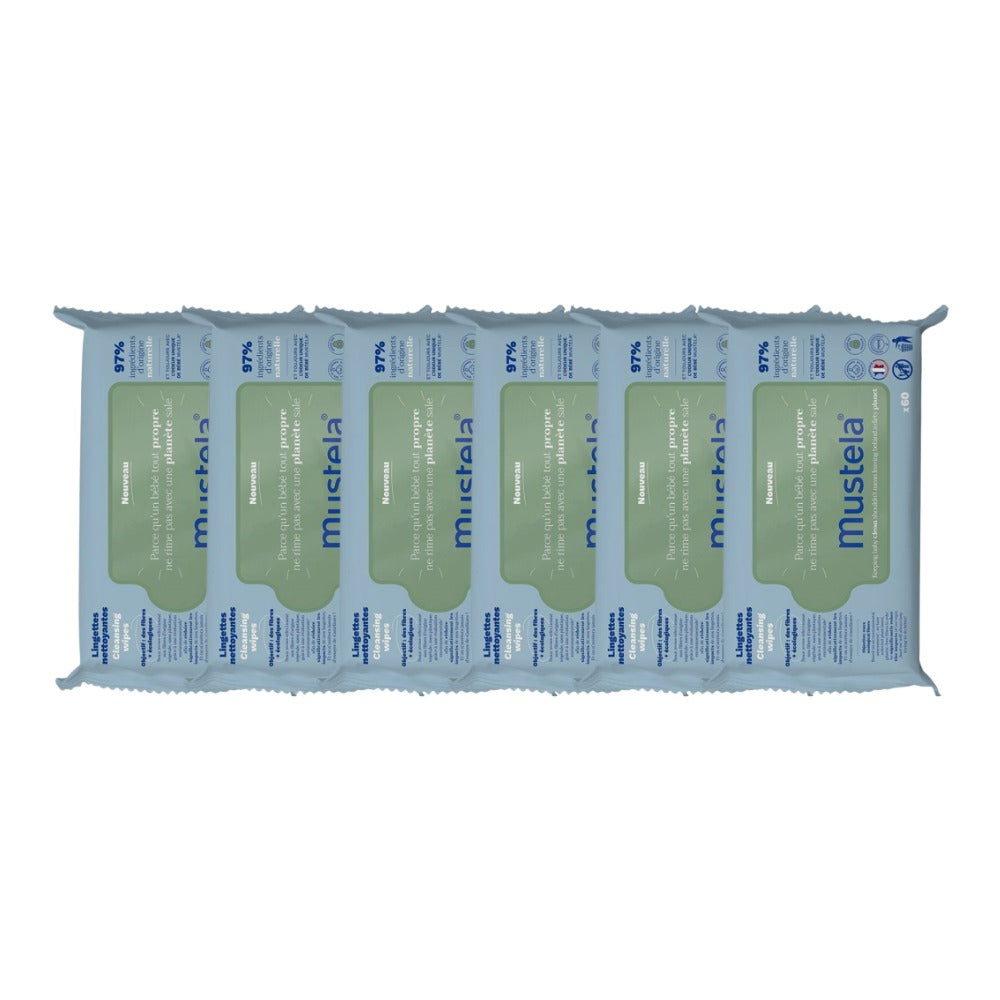 Mustela Wipes Face, Hands And Body- 60 pcs (6 Packs)
