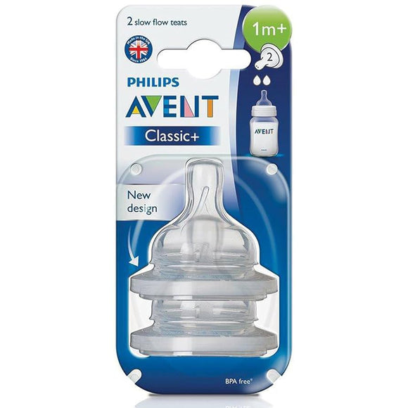 Avent 2 Classic+ Teats Slow Flow 2 Holes - 1M+