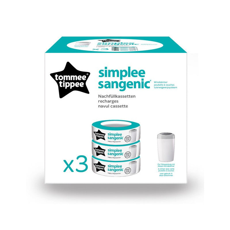 Tommee Tippee Simplee Sangenic Refill Cassette x 3pcs