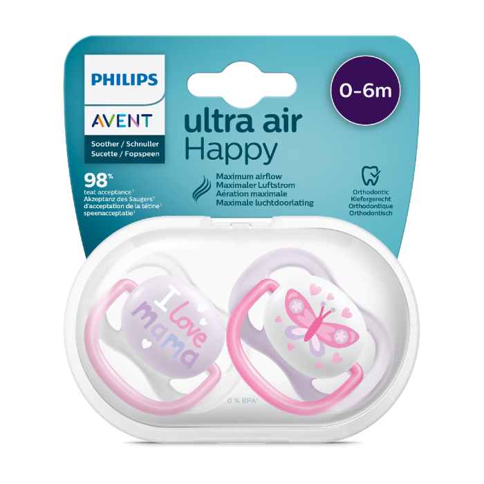 Avent Pacifier Ultra Air Happy I Love Mama 0-6 M - 0