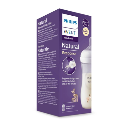 Avent Natural Response Feeding Bottle 1M+ Giraffe - 260 ml - 0