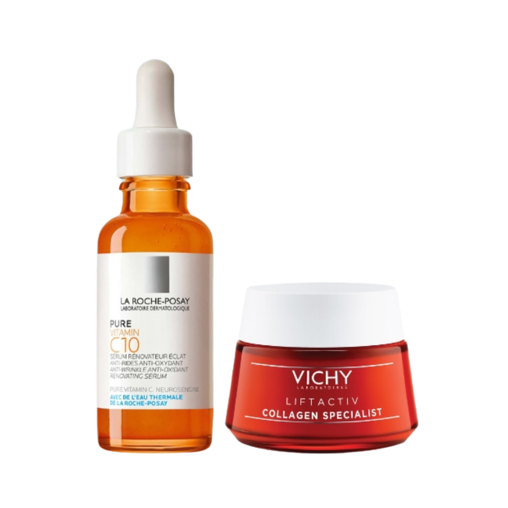 La Roche Posay Vitamin C Serum With Collagen Day Cream Bundle