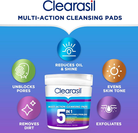 Clearasil 5 in 1 Cleansing Pads - 65 Pads