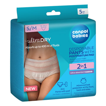 Canpol Babies 2in1 Breathable Ultra-absorbent Disposable Pants With Postpartum Pad - S/M