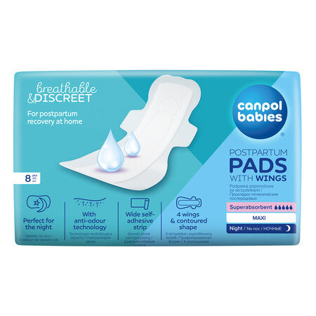 Canpol Babies Postpartum Pads With Wings Night Maxi - 8 Pcs