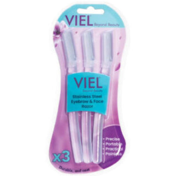 Viel Stainless Steel Eyebrow & Face Sharp Razor x 3