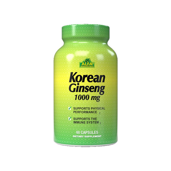 Alfa Vitamins Korean Ginseng 1000Mg - 60 Capsules