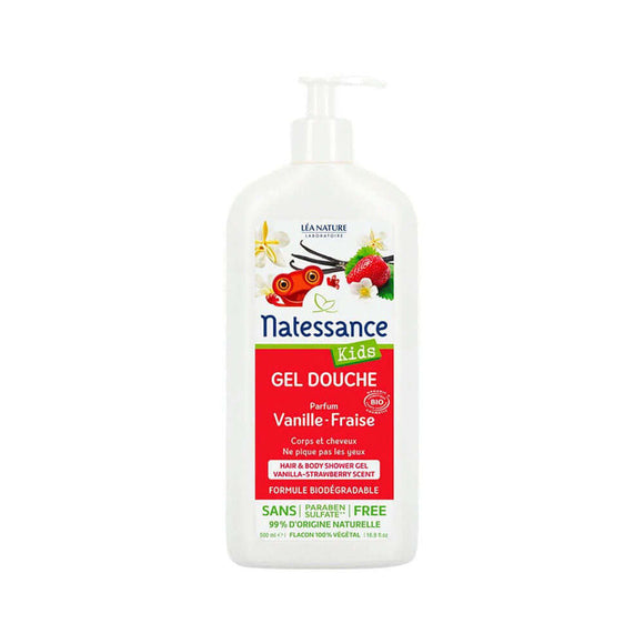 Natessance Hair & Body Shower Gel Vanilla-strawberry Scent - 500 ml