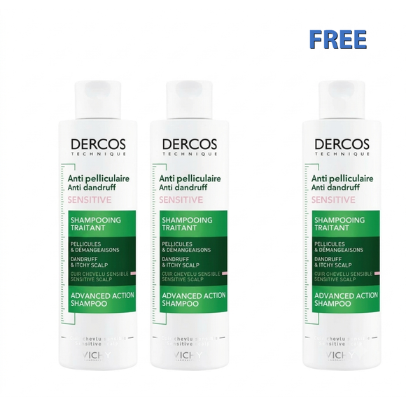 Vichy Dercos Anti Dandruff Sensitive Shampoo Buy 2 Get 1