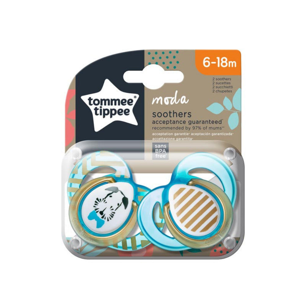 Tommee Tippee Moda Soother (x2) Boy 6-18m