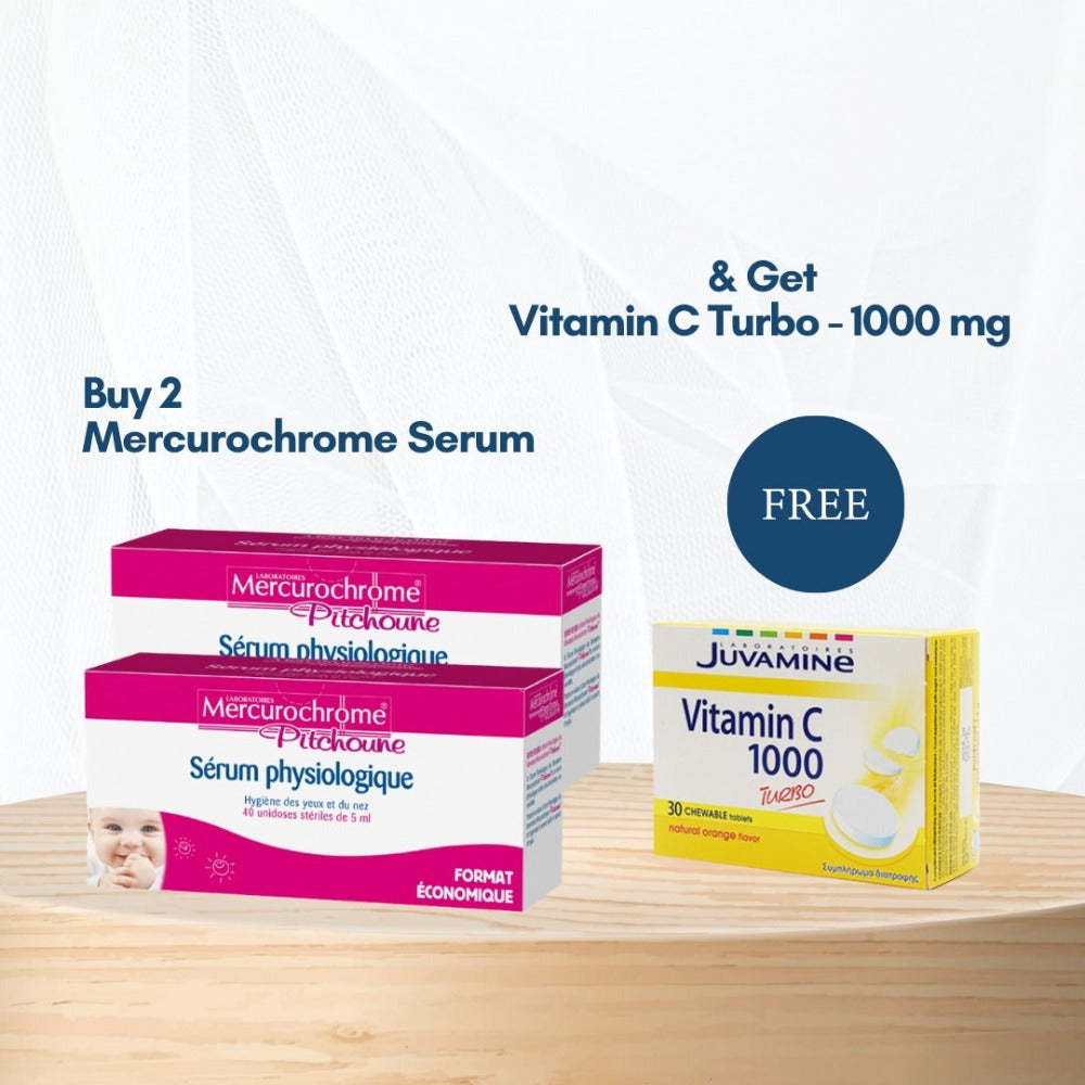 Mercurochrome Serum - 40 unidoses  Buy 2 Get 1 Juvamine Vitamine C 1000 mg Chewable Free