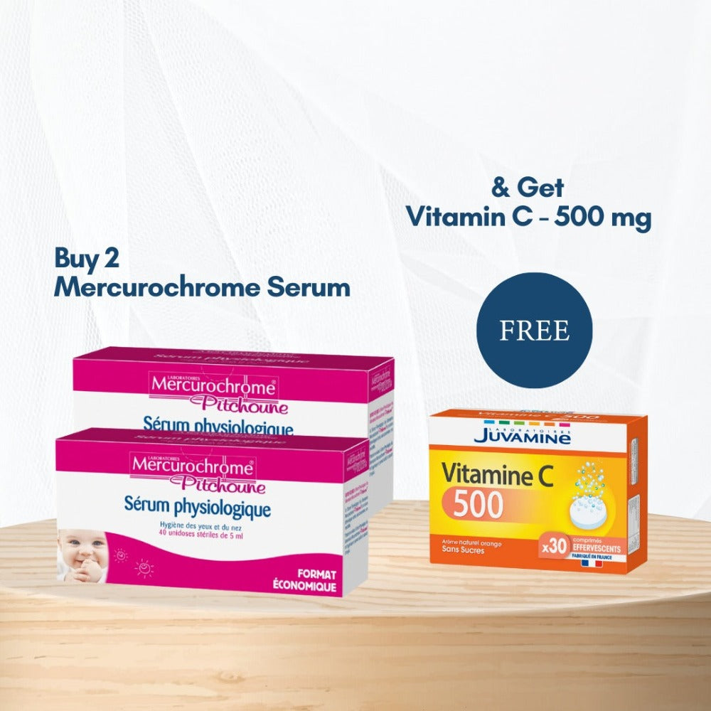 Mercurochrome Serum - 40 unidoses  Buy 2 Get 1 Juvamine Vitamine C Effervescent 500 mg Free