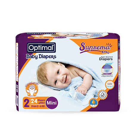 OPTIMAL Baby Diaper (2) Newborn (3-6Kg) - 24 Pcs