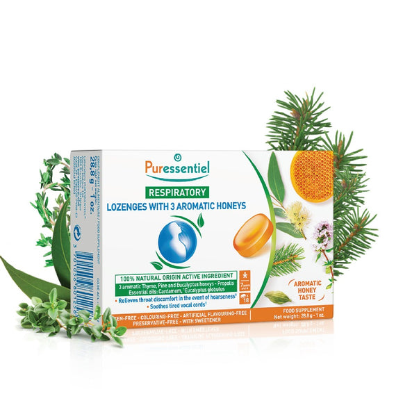Puressentiel Respiratory Lozenges 3 Aromatic Honeys - 18 Lozenges