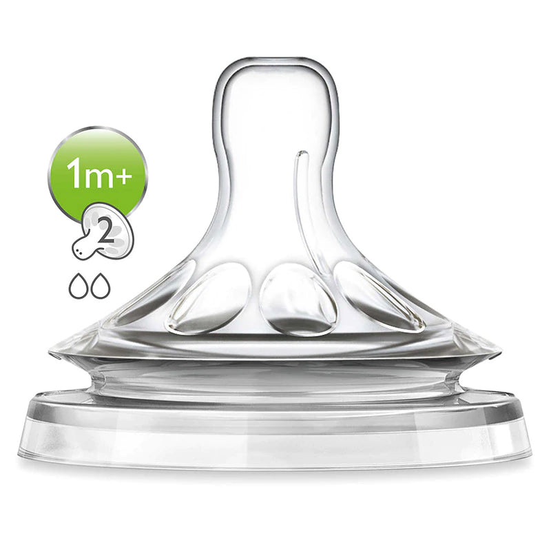 Avent 2 Natural Teats Slow Flow 2 Holes - 1M+ - 0